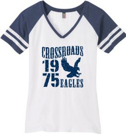 Ladies Game V-Neck Tee, White/ Heathered True Navy